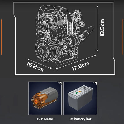 Mould King 10215 The Supercar Engine Building Block Assembly Sport Car Engine Brick Set Technical Car Toys Kids Christmas Gift