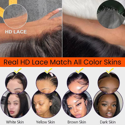 Ultra Fitted Skinlike 13x6 Real HD Lace Frontal Only Straight &Body Wave Human Hair HD Transaprent Lace Remy Hair Melt Skins HD Lace Closure Pre Plucked Small Knots Ultra Thin HD
