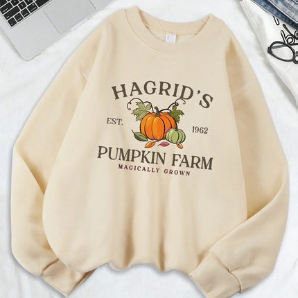 Hagrid'S Pumpkin Farm Printed Sweatshirts Women Casual Hoodie Warm Crewneck Clothes Winter Comfortable Sportswear