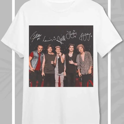 Hip Pop Y2K Tops New Vintage One Direction Band Signature T-shirt Print Cotton Short Sleeve Casual Loose Sports Streetwear Unisex
