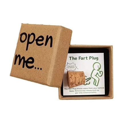 Open Me Fart Plug Gift Box with Card Cartoon Prank Bottle Cork Simple Novelty Prank Dumbbell Gift Box