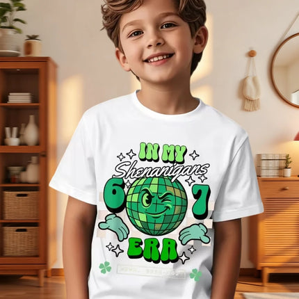 Six Seven Bruh 67 Meme Kids Clothes Happy St. Patrick's Day Girl Boy T-Shirt Children's Clover Irish Day Crew Neck Short Sleeves
