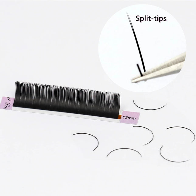 AGUUD Ellipse Flat False Eyelash Extensions Natural Soft Split-Tip Faux Mink Lashes Individual Soft Eyelashes B C CC D DD cur