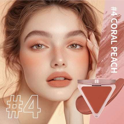 Lakerain Triangle Cream Blush Cream Matte Cream Non-greasy Easy to Push Color Saturation High Natural Rosy Rouge Blush Cream