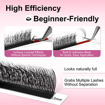 ABONNIE 5D Multi Layer Lashes Camellia Lash Extensions LJ/LB/LC Curl Wild Fluffy Double-Layer Individual Eyelash Extension