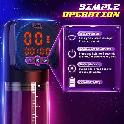 Electric Pump Automatic Vacuum Penis Pump With 5 Suction Modes and 6 Training Modes Digital Display & Strong Suction Power 18+