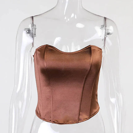 Sexy Women Tube Tops Solid Sleeveless Slim Skinny Corset Cropped Top 2023 Summer Casual Elegant Female Strapless Vest