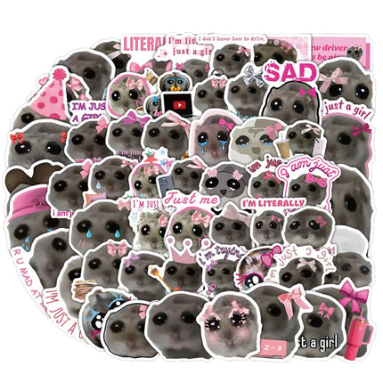 10/30/60pcs Kawaii Cartoon Sad Hamster Meme Stickers Cute Decoration Sticker Luggage Scrapbook Phone Graffiti Decal for Kids Toy