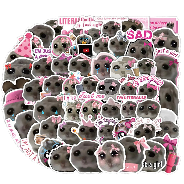 10/30/60pcs Kawaii Cartoon Sad Hamster Meme Stickers Cute Decoration Sticker Luggage Scrapbook Phone Graffiti Decal for Kids Toy