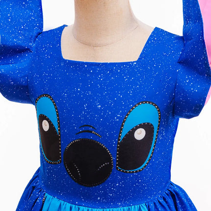Disney Lilo and Stitch Same Style Girl Cosplay Stitch Halloween Party Dress + Accessories Summer Short-Sleeved Fluffy Cute Dress