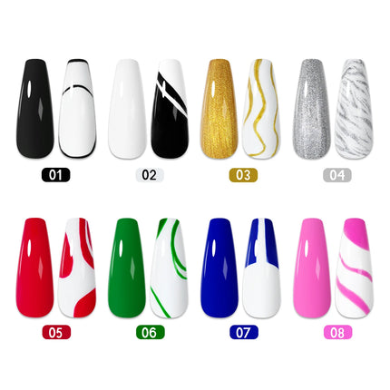 Nail Art Polish Set Gel Liner Nail Art Kit For Nail Design Polish Gel Art Paint For Nail 6 Colors Black White Gel Nail Polish So