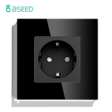 BSEED EU Standard Wall Electrical Sockets Type-C Outlets Wall Power Socket USB Charge Port Glass Panel Kids Protection 16A