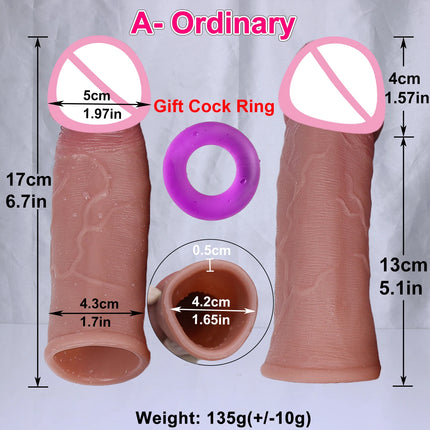 Man Delayed Ejaculation Extend Cock Soft Realistic Enlarger Penis Sleeve Condom Sex Toy Dildo Safety Silicone Change Dick Color