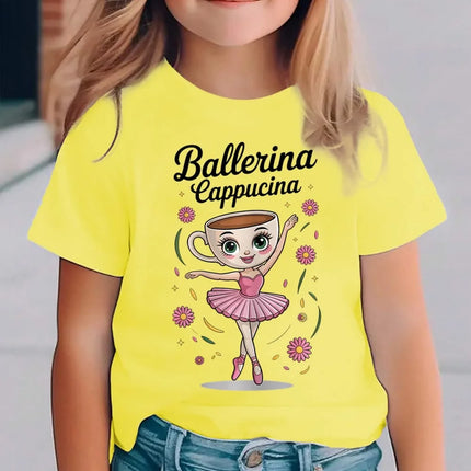 Italian Brainrot Cute Meme T-Shirt for Girls Clothes Ballerina Cappuccino Print Tee Tops Pink Summer Kawaii Outfits Streetwear