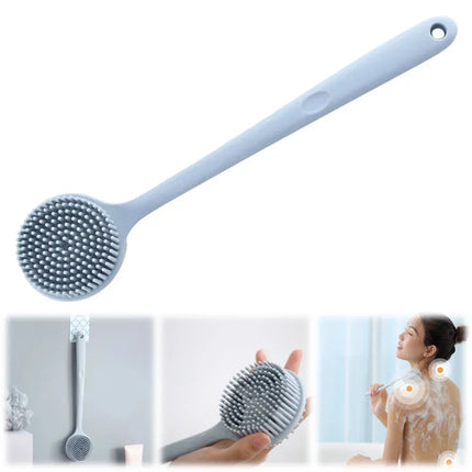 Silicone Long Handle Shower Brush Soft Haired Lazy Bath Tools Back Scrubber Sponge Exfoliating Skin Massager