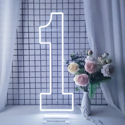 Extra-Large LED Neon Numbers Sign 76cm/100cm Stand up & Wall Mounted for Birthday Wedding Celebration Party Decor
