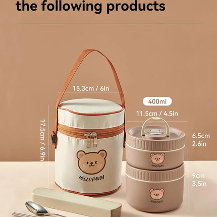WORTHBUY Microwave Sealed 304 Stainless Steel Thermal Bento Lunch Box Large Capacity Cute Insulated Food Container For Students