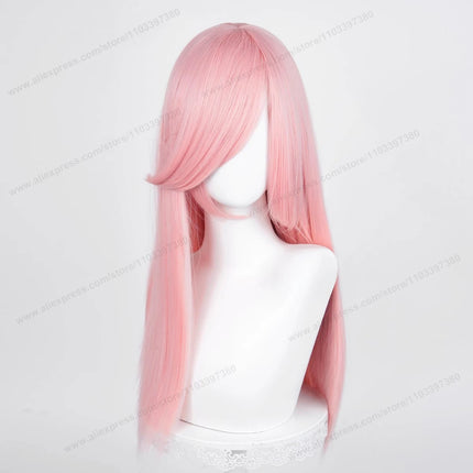 60cm Long Straight Cosplay Synthetic Wig With Bangs Golden Yellow Green Blonde Purple Heat Resistant Hair Anime Wigs + Wig Cap