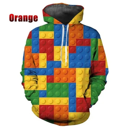 Funny Building Blocks Graphic Hoodie For Men Women 3D Printing Pullovers Oversized Men Hoodies Fashion Casual Sweatshirts Hoody
