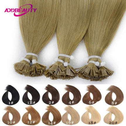 Straight Flat Tip Human Hair Extension 50 Strands Keratin Capsule Brazilian Human Remy Hair Extension Natural Human Fusion Hair