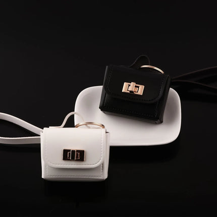 Mini Leather Openable Small Bag Keychain Pu Leather Hand Strap Coin Purse Accessories Pendant Mobile Phone Bag Jewelry Gift
