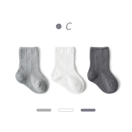 3 Pairs Baby Girl Boy Socks Toddler Cotton Baby Winter Clothes Accessories Pure Color Combed Cotton Baby Kids Socks for Autumn