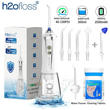 H2ofloss Water Flosser For Teeth Portable Oral Irrigator Dental Water Jet Cleaning High Pressure Mouth Washing 2500mAh 140PSI