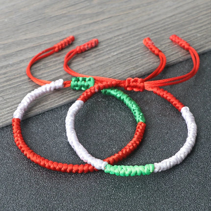 Handmade Countries Flag Color Bracelet Green White Red Rope Italy Mexico Ireland Bangles Adjustable Size Bracelets Couple Gift