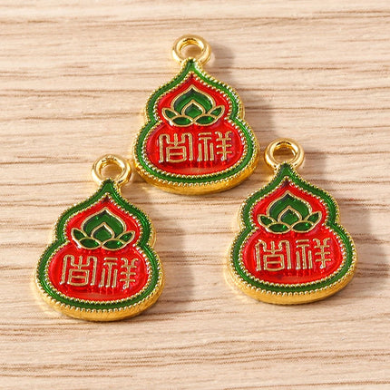 Tusember 10pcs Traditional Chinese Good Fortune Lucky Jade Charms Pendants for Jewelry Making Earrings Necklace Bracelet DIY