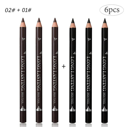 6/12PCs eye brow pencil waterproof professional women eye makeup pen easy color natural black Brown cosmetic beauty eyebrow tool