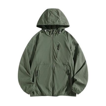Men's Summer Thin Fishing Jacket UPF50+ UV Protection Quick Dry Hat Outdoor Clothing Breathable Tight Fit Linen Polo Shirt