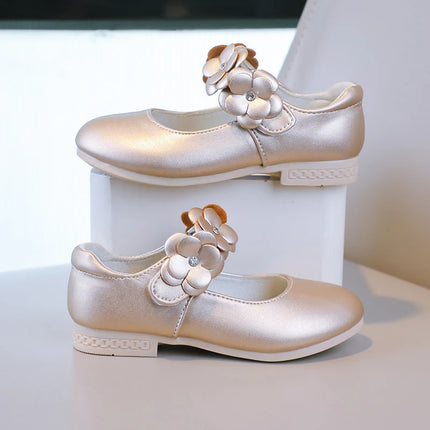 Autumn Girl's Mary Janes Appliques Low Heel Beautiful Kids Princess Shoe Three Colors Pointed Toe Breathable Children Shoe 26-36