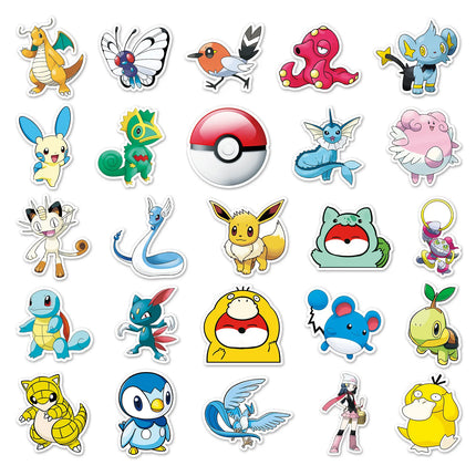 50PCS Pokémon Stickers - Pokémon Animation Decorative Stickers. For daily decorations like water cups, refrigerators, etc.