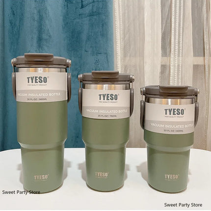 Tyeso 600/750/900/1050/1200ML Stainless Steel Thermos Bottle Car Coffee Cup Sports Water Bottles Keeps Cold and Heat Thermal Mug