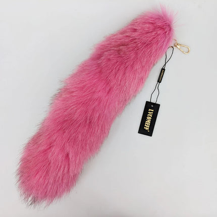 natural fox fur tail keychain furry 2024 chic y2k  beautiful accessory length 40 cm Car Keychains For Women