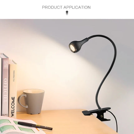 Flexible Table Lamp USB Power Lamp Reading Book Light With Holder Clip Study Reading Lamps Bedside Table Bedroom Decor Nightlamp