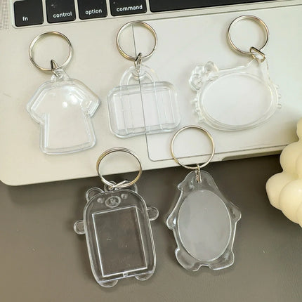 5/30Pcs Transparent Acrylic Keychains Lovely Blank Photo Frame DIY Pendant Fashion Versatile Keychains Couple Anniversary Gift