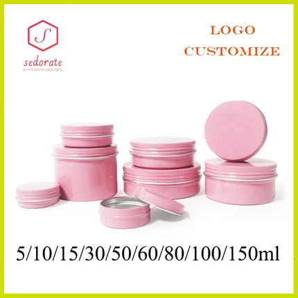 10/20/50/100pcs Gloss Pink Aluminum Jar 5ml 10ml Cream Jar 60ml 80ml Lip Balm Cans 100ml 150ml Aluminum Case Container MC4202