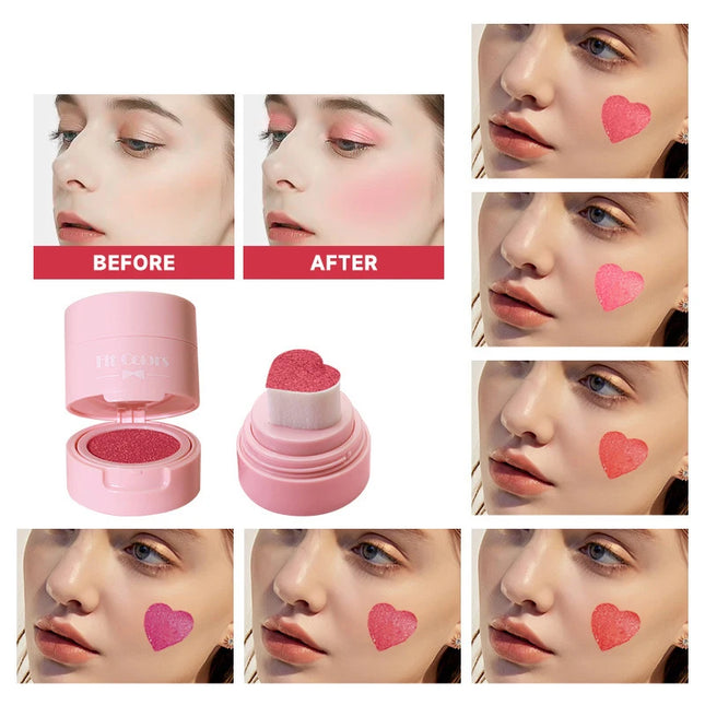 Heart-shaped cushion stamp blush for Vibrant Brightening Makeup Enhances Skin Tone Great Valentine's Present for Women and Girls