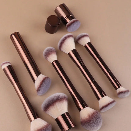 22pcs Professional Makeup Tools Set With Velvet Bag,20pcs Soft Long Aluminum Tube Makeup Brush Set+2pcs Powder Puffs Accessories