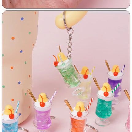 New Simulation Ice Cream Cup Model Key Chain Pendant Cute Ice Dream Cup Pendant Key Ring Party Gift Jewelry