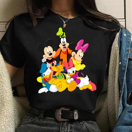 Family Vacation T Shirt Kawaii Mickey Minnie Donald Duck Daisy Print Fashion Clothes Casual Women T-shirt Camiseta Mujer