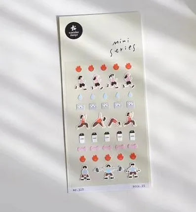Suatelier Mini Stickers Korean Cartoon Dinosaur Animal Scrapbooking DIY Nail Sticker Junk Journal Diary Decor Craft Supplies