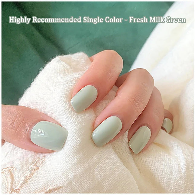 Fresh and brightening milky green nail polish gel, 2026 new style, trendy mint green, salon exclusive.