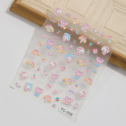 Embossed Sanrio Series Nail Stickers My Melody Hello Kitty Self-Adhesive Nail Parts Long-Lasting Colors Kuromi Nail Accessories