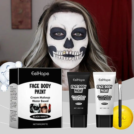 Halloween Black And White Makeup Foundation Cream Concealer White Halloween Zombie Cosplay Face Make-Up 1set Cream Face H4V0