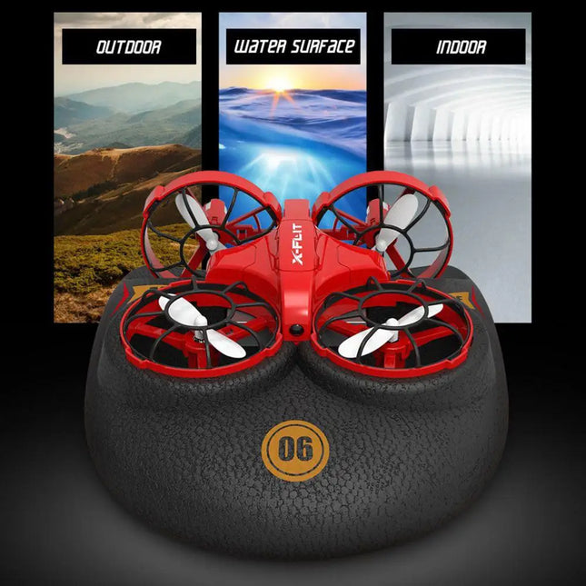 3 in 1 Car Mode Drone Boat Mode Drone Remote Control Airplane Mini Drone RC Helicopter With Base 360 Degree Flips Boys Girls Toy