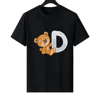 Letter Number Woman Family Round Neck Parent-child Clothing Loose Tops Unisex Comfort Y2k Short Sleeves T-Shirt Men Blouses