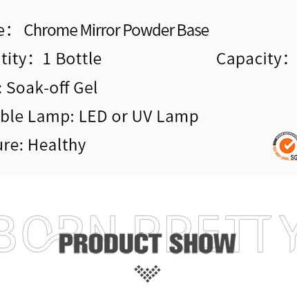 BORN PRETTY 10ml Chrome-Base Gel Polish Metallic Glitter Nail Power Super Shine Soak Off UV LED Functional Gel DIY Nails Art