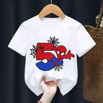 Marvel Summer Children's 100% Cotton T-Shirt Soft Fabric Cartoon Version Spider-Man Digital Printing Suitable for Boys and Girls